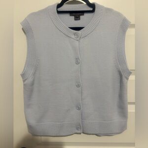 NWT French Connection Soft Blue Sleeveless Button Up Cardigan Vest Size XL